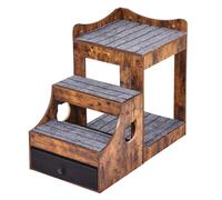 VEVOR Cama para Mascotas con Escaleras, Repisa para Perros/Gatos con Almacenamiento, Interior, Marrón