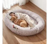 VEVOR Cama para Perros, 176 x 122 x 24 cm, de Espuma Viscoelástica, con Bolsillo Lateral, Asa y Cremallera, Funda Extraíble y Lavable a Máquina, Gris, para Descansar y a Tomar Pausas Tranquilas