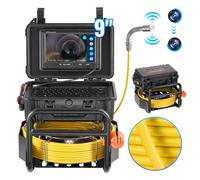 VEVOR Cámara Autonivelante de Alcantarillado, 70 m, Cámara de Drenaje Autonivelante con Transmisor de 512 Hz, Contador de Distancia, HD 1080P con Luz, 12 LED y Tarjeta de 32 GB, 390 x 380 x 315 mm