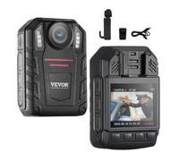 VEVOR Cámara Corporal de Policía 1440P, Cámara Corporal Impermeable de 64GB con Grabación de Audio y Vídeo Batería Incorporada de 2850 mAh, LCD de Alta Resolución, Visión Nocturna por Infrarrojos