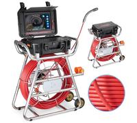 VEVOR Cámara de Alcantarillado, 100 m, Cámara de Drenaje Autonivelante con Pantalla Táctil, Transmisor de 512 Hz y Contador de Distancia, con Luces, 12 LED, Tarjeta de 32 GB, 555 × 275 × 665 mm