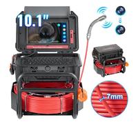 VEVOR Cámara de Alcantarillado, 50 m, Cámara de Drenaje Autonivelante con Pantalla Táctil, Transmisor de 512 Hz y Contador de Distancia, con Luces, 12 LED, Tarjeta de 32 GB, 440 x 400 x 380 mm
