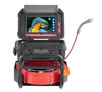 VEVOR Cámara de Alcantarillado, 50 m, Cámara de Drenaje Autonivelante con Pantalla Táctil, Transmisor de 512 Hz y Contador de Distancia, con Luces, 12 LED, Tarjeta de 32 GB, 440 x 400 x 380 mm