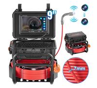 VEVOR Cámara de Alcantarillado, 50 m, Cámara de Drenaje Autonivelante con Transmisor de 512 Hz, Contador de Distancia, HD 1080P con Luces Ajustables, 12 LED y Tarjeta de 32 GB, 390 x 380 x 315 mm