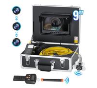 VEVOR Cámara de Alcantarillado con Localizador 512 Hz, 30 m, Cámara de Inspección de Drenaje con Nivelación Automática, Zoom 36X, 12 LED, Tarjeta 32 GB, para Tuberías de Conductos, 320 x 390 x 155 mm
