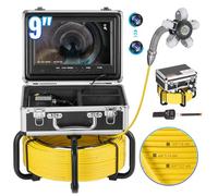 VEVOR Cámara de Alcantarillado con Localizador de 512 Hz, 50 m, Cámara de Inspección de Drenaje Autonivelante con Pantalla HD 1080P, Zoom 36X, con Luces, 12 LED, Tarjeta SD 32 GB, 303 x 303 x 260 mm