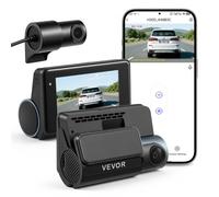 VEVOR Cámara de Salpicadero para Coche Dashcam Frontal y Trasera 4K+1080P, Control por Aplicación WiFi, con GPS Integrado, Sensor G, Ángulo de Visión Frontal 123° y Trasero 125°, Grabación en Bucle