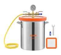 VEVOR Cámara de Vacío 3 Gal 11,4 L Bomba de Vacío Tapa de Vidrio Templado Cámara de Desgasificación de Acero Inoxidable 304 Contenedor de Vacío para Estabilización de Madera Resina de Silicona