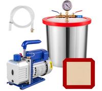 VEVOR Cámara de vacío con Bomba de vacío giratoria de una Sola Etapa, Kit de Herramientas de Aire para estabilización de Madera y desgasificación de siliconas y epoxis