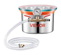VEVOR Cámara de Vacío de 5,7 L, Cámara de Desgasificación al Vacío de Acero Inoxidable con Tapa de Vidrio Templado, Manguera, Filtro de Aire, para Fundición de Resina, Estabilización de Madera