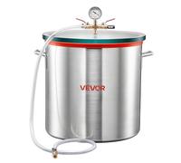 VEVOR Cámara de Vacío de 56,8 L, Cámara de Desgasificación al Vacío de Aleación de Aluminio con Tapa de Vidrio Templado, Manguera, Filtro de Aire, para Fundición de Resina, Estabilización de Madera