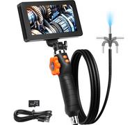 VEVOR Cámara Endoscópica Articulada con Luz Cámara de Inspección de Endoscopio Articulada Bidireccional Lente de 6,4mm Pantalla IPS 5" 1080P HD Zoom 8X 8 Luces LED para Coche, Fontanería Cable 1,5m