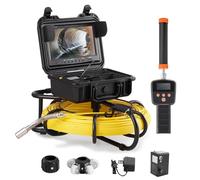 VEVOR Cámara Endoscópica de Drenaje Pantalla de 9" con IP68 Impermeable Batería de 4500 mAh 12 LED Ajustable Cable 91,5 m Tarjeta SD de 16GB para Tubería de Alcantarillado Drenaje de Plomería en Hogar