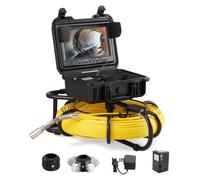 VEVOR Cámara Endoscópica de Drenaje Pantalla de 9" con IP68 Impermeable Batería de 4500mAh 12 LED Ajustable Cable de 120m Tarjeta SD de 16GB para Tubería de Alcantarillado Drenaje de Plomería en Hogar
