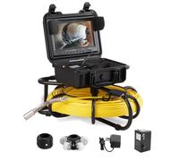 VEVOR Cámara Endoscópica de Drenaje Pantalla de 9" IP68 Impermeable Batería de 4500 mAh 12 LED Ajustable Cable de 91,5 m Tarjeta SD de 16GB para Tubería de Alcantarillado Drenaje de Plomería en Hogar