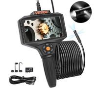 VEVOR Cámara Endoscopio de Triple Lente 5" Pantalla IPS Cámara de Inspección Borescopio Tarjeta TF de 32 GB 5 Modos Cable de 5 m Batería 5000 mAh Endoscopio Impermeable para Auto, Fontanería, Drenaje