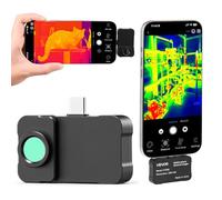 VEVOR Cámara Térmica para Android e iOS, Cámara Infrarroja con Lente Macro, Termográfica, Rango -20 a 550 °C, Resolución IR 256x192, Superresolución 512x384 TISR, 25 Hz para Móvil Inspección Eléctrica