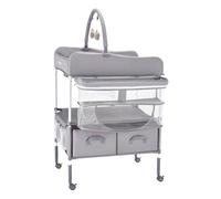 VEVOR Cambiador de bebι Estaciσn de cambio de paρales plegable con 2 cajones de tela Cesta lateral y barra para colgar Cambiador de altura ajusta