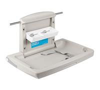 VEVOR Cambiador para Bebé 85 x 57 x 47 cm, Cambiador de Pared Plegable con Correa de Seguridad, Material de HDPE, Carga de 15 kg, Superficie Cóncava Lisa y Ancha, para Baños Públicos, Privados, Gris