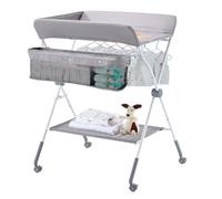 VEVOR Cambiador para Bebé, Cambiador Plegable Portátil de 848 x 745 x (1030-1090) mm con Cesta Lateral, Ruedas Bloqueables, Organizador Multifuncional para Habitación Infantil, Gris Claro