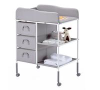 VEVOR Cambiador Portátil para Bebé, Cambiador Multifuncional de 755 x 510 x (1000-1075) mm Altura Ajustable con 3 Cajones de Tela, Ruedas Bloqueables y Organizador de Almacenamiento, Color Gris