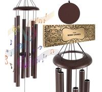 VEVOR Campanas de Viento para Exteriores de 1143 x Ø200 mm, Campanillas de Viento de Tono Profundo con 6 Tubos, Decoración para Exteriores para Patio, Porche, Jardín y Patio Trasero, Color Bronce