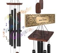 VEVOR Campanas de Viento para Exteriores de 1220 x 190 x 190 mm, Campanillas de Viento de Tono Profundo con 5 Tubos, Decoración para Exteriores para Patio, Porche, Jardín y Patio Trasero, Color Negro