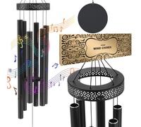 VEVOR Campanas de Viento para Exteriores de 1473 x Ø230 mm, Campanillas de Viento de Tono Profundo con 6 Tubos, Decoración para Exteriores para Patio, Porche, Jardín y Patio Trasero, Color Negro