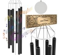 VEVOR Campanas de Viento para Exteriores de 1677 x Ø250 mm, Campanillas de Viento de Tono Profundo con 6 Tubos, Decoración para Exteriores para Patio, Porche, Jardín y Patio Trasero, Color Negro
