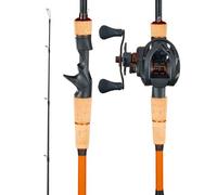 VEVOR Caña de Pescar y Carrete Baitcasting, Caña de Fibra de Carbono de 2,13 m IM7, con Rodamientos de Bolas 7+1 y Relación de Transmisión 7.0:1 y Mango de Corcho, Ideal para Zurdos, Media-Pesada