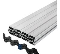 VEVOR Canal de Bloqueo de Aleación de Aluminio Alambre de Resorte de PE y Hierro para Invernadero 40 Combos Perfil Sujetador 2 m Perfil de Aluminio para Partición de Invernaderos Canal en forma de U