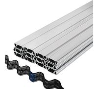 VEVOR Canal de Bloqueo de Aleación de Aluminio Alambre de Resorte de PE y Hierro para Invernadero 40 Combos Perfil Sujetador 2 m Perfil de Aluminio para Partición de Invernaderos Canal en Forma de U