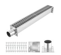 VEVOR Canal Lineal de Drenaje de Acero Inoxidable 1100 x 148 x 140 mm, Canaleta de Desagüe con Rejilla Galvanizada Soporta hasta 1500 kg, Sistema de Drenaje Exterior para Garaje Patio Piscina Jardín