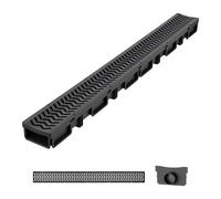 VEVOR Canal Lineal de Drenaje de HDPE de 1005 x 103 x 62 mm, Paquete de 6, Canaleta de Desagüe con Tapas y Rejillas, Soporta hasta 1500 kg, Sistema de Drenaje Exterior para Piscina Jardín Patio Garaje