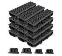 VEVOR Canal Lineal de Drenaje de HDPE de 510 x 140 x 90 mm, Paquete de 12, Canaleta de Desagüe con Tapas y Rejillas, Soporta hasta 1500 kg, Sistema de Drenaje Exterior para Jardín Piscina Garaje Patio