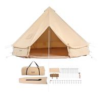 VEVOR Canvas Tent Lona para 4 Estaciones de 7 m, con Gato de Estufa, Tienda de campaña Transpirable con Capacidad para 12 Personas, Camping Familiar al Aire Libre, Fiesta de Caza