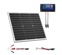 VEVOR Cargador Batería Solar 50 W, Células Monocristalinas, Controlador MPPT Externo, IP65 Resistente al Agua, para Coches, Barcos, Autocaravanas, Remolques y Techos Planos, Soporte No Incluido
