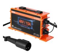 VEVOR Cargador de Batería para Carrito de Golf de 48V, 15A, Cargador de Batería Inteligente con Enchufe Redondo de 3 Pines, Compatible con Baterías de Plomo-Ácido AGM, Gel, EFB MF NMC LiFePO4