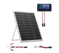 VEVOR Cargador de Batería Solar 25 W, Células Monocristalinas, Controlador MPPT Externo, Soporte de Montaje Ajustable, Resistencia al Agua IP67, para Coches, Barcos, Autocaravanas y Remolques