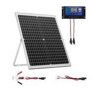 VEVOR Cargador de Batería Solar 30 W, Células Monocristalinas, Controlador MPPT Externo, Soporte de Montaje Ajustable, Resistencia al Agua IP65, para Coches, Barcos y Remolques, 478 x 418 x 20 mm