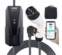 VEVOR Cargador EV Portátil Tipo 2 Cargador de Coche Eléctrico 16 A 3,7 kW con 8,6 m CEE 7/7 Plug Estación de Carga IEC62196 Impermeable IP66 con Bolsa de Almacenamiento Gancho Cable de Carga