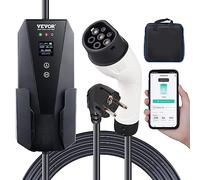 VEVOR Cargador EV Portátil Tipo 2 Cargador de Coche Eléctrico 16A 3,7kW con Cable de Carga 8,6m CEE 7/7 Pantalla LCD Casa EV IEC62196 Impermeable IP66 con Bolsa de Almacenamiento Gancho Cable de Carga