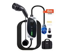 VEVOR Cargador para Vehículo Eléctrico Tipo 2 Monofásico 7,4 kW 32 A, Cargador de Pared EV con Cable de 6 m, Punto de Carga con Enchufe CEE32, Pantalla LCD, Estación de Carga y Caja de Control IP66
