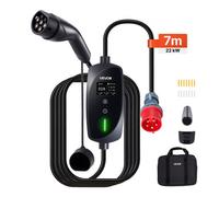 VEVOR Cargador para Vehículo Eléctrico Tipo 2 Trifásico 22 kW 32 A, Cargador de Pared EV con Cable de 7 m, Punto de Carga con Enchufe CEE32, Pantalla LCD, Estación de Carga y Caja de Control IP66