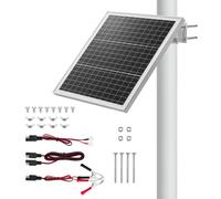 VEVOR Cargador Solar de Batería con Panel Solar 20 W 12 V con Controlador Integrado, Clasificación IP67, Soporte de Montaje Ajustable 0-60°, Compatible con Postes 40-80 mm para Vallas Jardines Granjas