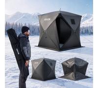 VEVOR Carpa de Pesca para 1-2 Personas 1,5 x 1,5 x 1,65 m Plegable Negro, Tienda de Campaña Portátil para Pescadores, Tela Oxford 300D, Kit de Accesorios, Bolsa de Almacenamiento, Cuerdas, Anclajes