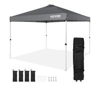 VEVOR Carpa Gazebo Emergente 304,8x304,8cm para Acampar en Playa con Bolsa, Gris