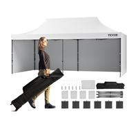 VEVOR Carpa Gazebo Emergente 304,8x609,6cm Carpa para Cenador Impermeable de Paredes Laterales Extraíbles Resistente a los Rayos UV con Bolsa con Ruedas para Exteriores, Jardín, Fiesta, Camping, Patio