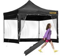 VEVOR Carpa Plegable con Paredes Laterales Cenador Plegable de 3 x 3 m Carpas Impermeables de PVC con Bolsa de Tela Cenador para Exteriores 3 Alturas Ajustables Negro para Fiestas, Bodas, Reuniones