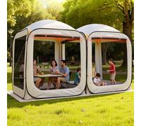 VEVOR Carpa Plegable, 3660 x 1825 x 2200 mm, 2 en 1, con Mosquitera, Bolsa de Transporte, Laterales de Malla y Estacas para el Suelo, para Jardín, Patio y Actividades al Aire Libre. Color Beige